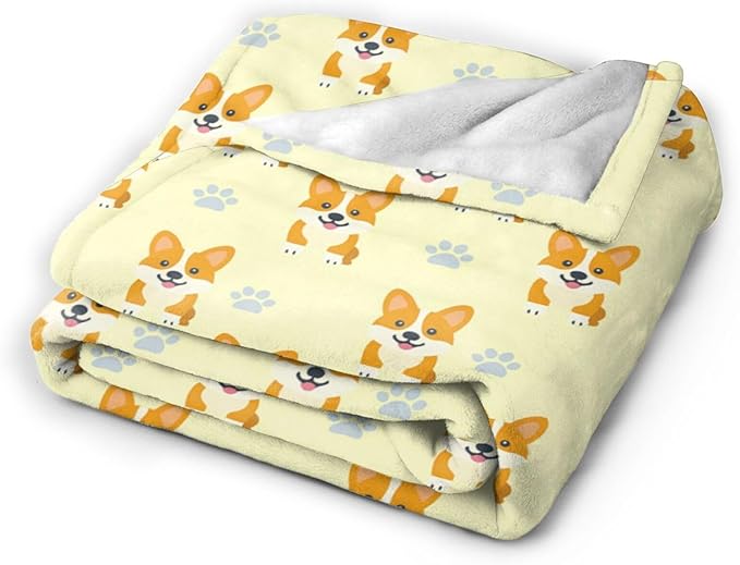 Corgi Blanket Cute Corgi Dog Throw Blanket Puppy Soft Cozy Fleece Fuzzy Stuffed Plush Flannel Gifts for Girls Women Boys Kids Adults 50"X60"