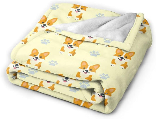 Corgi Blanket Cute Corgi Dog Throw Blanket Puppy Soft Cozy Fleece Fuzzy Stuffed Plush Flannel Gifts for Girls Women Boys Kids Adults 50"X60"
