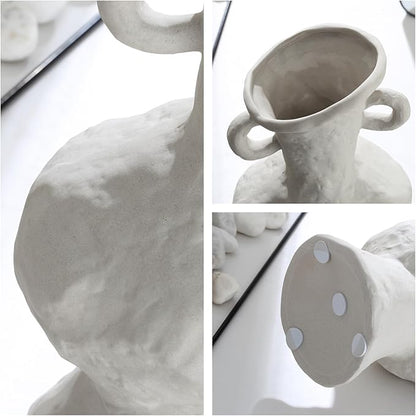 BUICCE Handmade Rustic Ceramic vase for Flowers Unique Decorative Pottery Vase for Farmhouse Home Office Decor