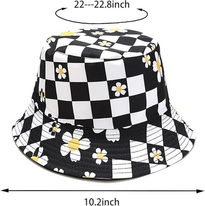 Bucket Hat for Women Men, Cotton Reversible Double Side Wear Sun Hats Beach Fisherman Hat