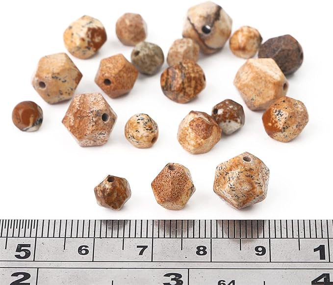 Faceted Natural Brown Picture Jasper Stone Round Beads 6mm 36cm/Strand for Jewelry Making
