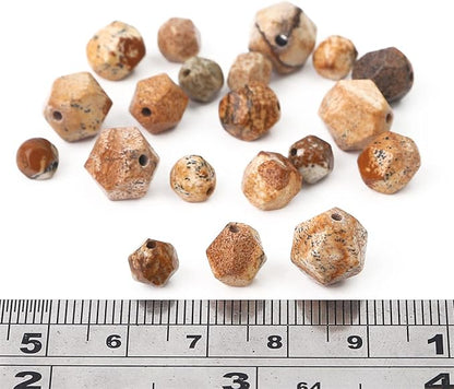 Faceted Natural Brown Picture Jasper Stone Round Beads 8mm 36cm/Strand for Jewelry Making