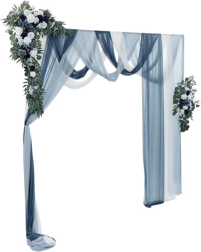 Artificial Wedding Arch Flowers Kit (Pack of 5),2pcs Artificial Hanging Flower Arch Decor,for Wedding Ceremony Arbor Reception Backdrop Rose Floral Party Outdoor Decoration Blue