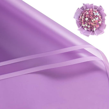 WRAPAHOLIC 20 Sheets Flower Wrapping Paper - 22.4 x 22.4 inch Dark Purple Border Water-Resistant Floral Bouquet Wrapping Paper, Florist Supplies Packaging Paper for Wedding Birthday Gift DIY