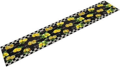 Lemon Table Runner , Summer Yellow Fruits Green Leaves Kitchen Dinning Table Decoration for Indoor Outdoor Home Party Decor 13x60 Inch