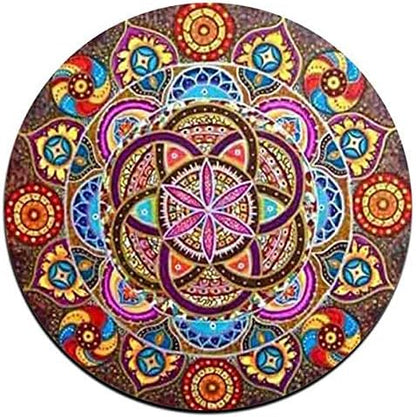Mandala Pattern Round Coaster Set - Made of Recycled Rubber - Set of 4