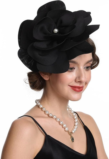 Feather Fascinator for Women - Vintage with Headband and Clip Tea Party Headwear