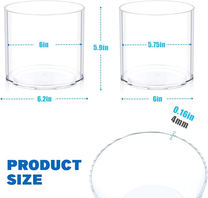 JYPS Flower Clear Vase Centerpiece for Home 1-Set of 2 Sizes, Wedding Party, Plastic Clear Cylinder Wide Vase for Flowers, Decorative Wide Mouth Vase for Decor, Centerpieces, Large Clear Container