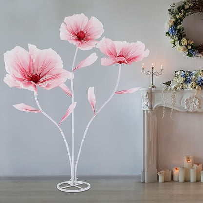67inch Large Paper Artificial Flowers, Crepe Paper Pink Giant Paper Flowers, 3D Floral Decor for Garden, Photography Props, Wedding, Art Gallery(Pink)