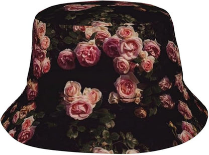 Rose Bucket Hat Womens Fisherman Hat Flower Sun Hats Cute Caps Rose Flower Hats for Women Outdoor
