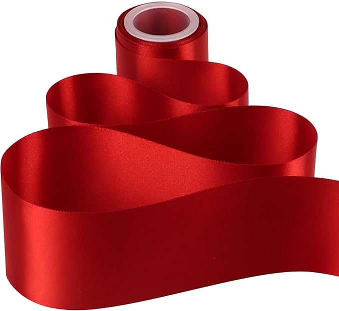 MEEDEE Red Satin Ribbon 3 Inch Wide Ribbon by 10 Yards Lux Double Faced Satin Ribbons Red Christmas Ribbons for Christmas Tree, Weddings, Flower Bouquet, Holiday Decorating