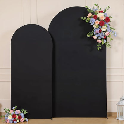 Black Arch Backdrop Cover Set of 2 Birthday Party Arch Covers 7.2 and 6ft Wedding Arch Cover Stretchy Backdrop Bridal Baby Shower Birthday Party Arches Stand Covers Spandex