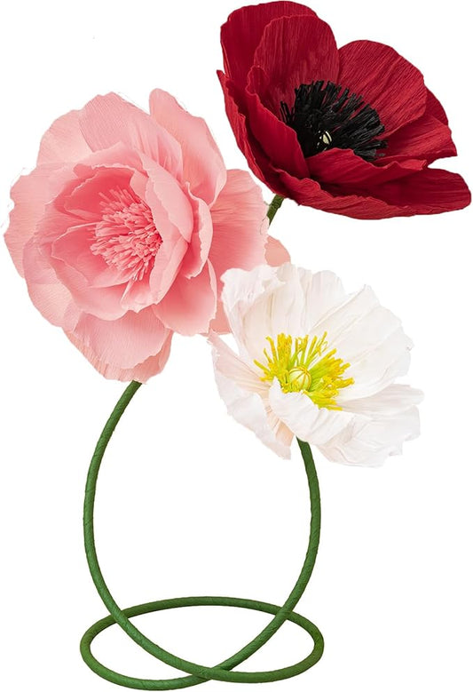 16" 3D Paper Flower Decoration for Wall, Giant Large Handcrafted Paper Flowers for Wedding,Flower Backdrop,Baby Shower,Birthday Party,Archway Decor, Nursery Wall(Red/Pink/White, Set of 3)