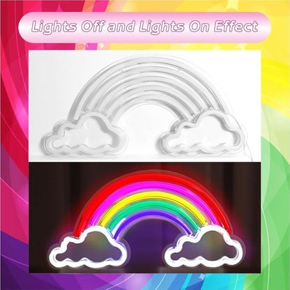 Neon Sign Light, Neon Rainbow Light for Kids USB Powered Rainbows LED Signs for Bedroom, Neon Sign for Wall Decor, Colorful Rainbow Cloud LED Sign, Party, Nightlight, Gift