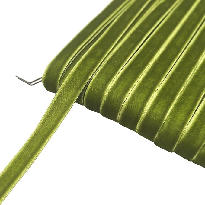 Chenkou Craft 25Yards 3/8" Velvet Ribbon Lots Bulk (Olive, 3/8"(10mm))