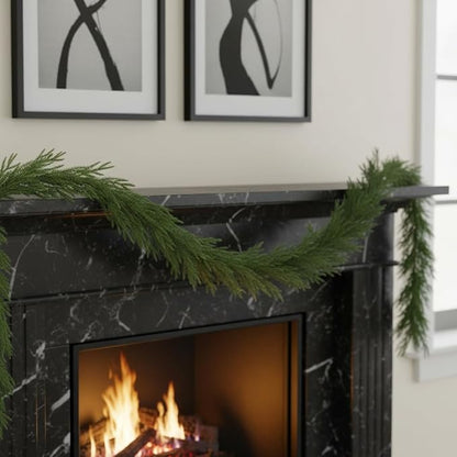2 PCS 6FT Artificial Christmas Garland with Real Touch Norfolk Pine Garland - Lush Holiday Greenery for Mantle, Stairs, Table, Indoor Outdoor Decor
