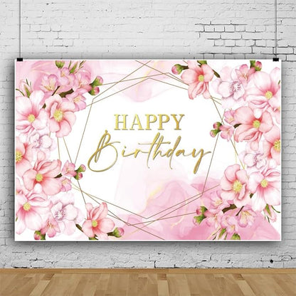 ChloropLastid 8x6ft Floral Happy Birthday Backdrop for Girls Pink Blooming Floral Birthday Party Decorations Photography Background Watercolor Flowers Women Birthday Party Decor Banner Photo Props