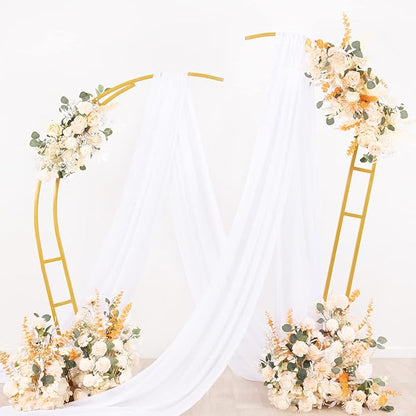 Socomi Wedding Arch Draping Fabric 3 Panels 29" x 19Ft White Sheer Chiffon Curtain Drapes 6 Yards for Wedding Ceremony Birthday Party Decoration