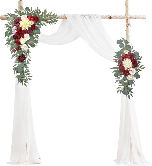 Arch Flowers with Drapes Kit (Pack of 3) for Wedding Ceremony Arbor and Reception Backdrop Decoration Wedding Welcome Signs Floral Birthday Party Decoration