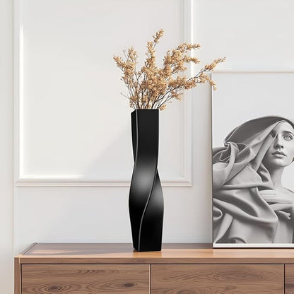 Tall Vase On Floor, 16.34" Twisted Geometric Flower Vase for Home, Living Room, Flower Centerpieces, Shelf, Table, Decor, Creative Unique Decorative Vases