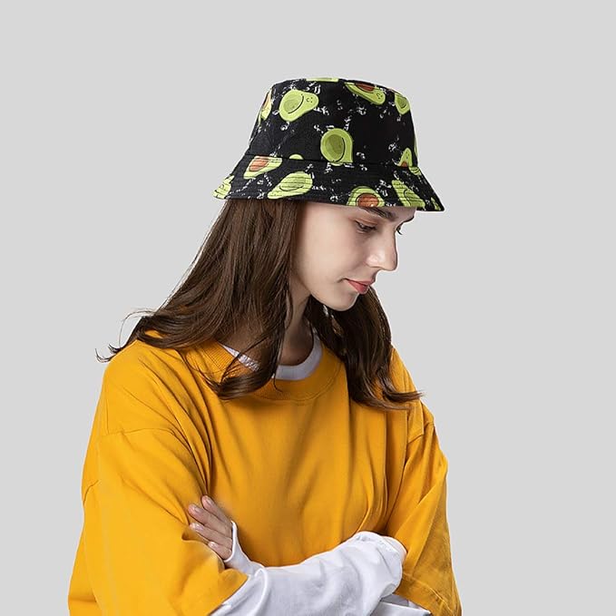 Malaxlx Unisex Bucket Hat Beach Sun Hat Aesthetic Fishing Hat for Men Women Teens, Reversible Double-Side-Wear