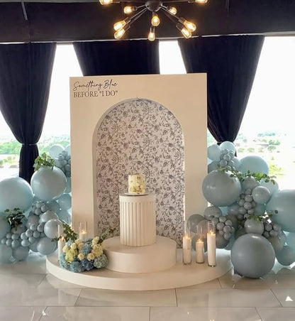 Something Blue Before I Do Arch Backdrop Cover Wedding Bridal Shower Bride to be Toile Party Arch Fabric Cover Blue Bloom Floral Baby Shower Decors (3.3X6.5ft,4285)