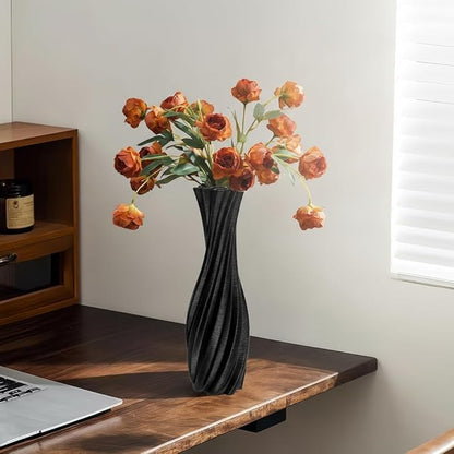 Black Ceramic Decorative Vase, Nordic Modern Irregular Shape Flower Vase for Home Decor, Simple Artistic Centerpiece for Dining Table or Coffee Table
