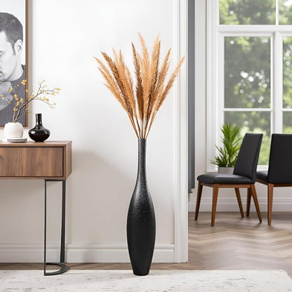 27.5" Tall Modern Floor Vase - Black with Silver Galaxy Ombre Finish - Resin Decorative Vases with Slim Neck & Weighted Base - Large Home Decor Vase for Living Room, Entryway
