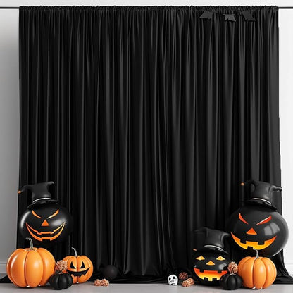 30x7ft Wrinkle Free Black Backdrop Curtain for Parties Soft Fabric Drapes Wedding Black Curtain Backdrop for Birthday Party Decorations Background for Photography 5x7ft, 6 Panels