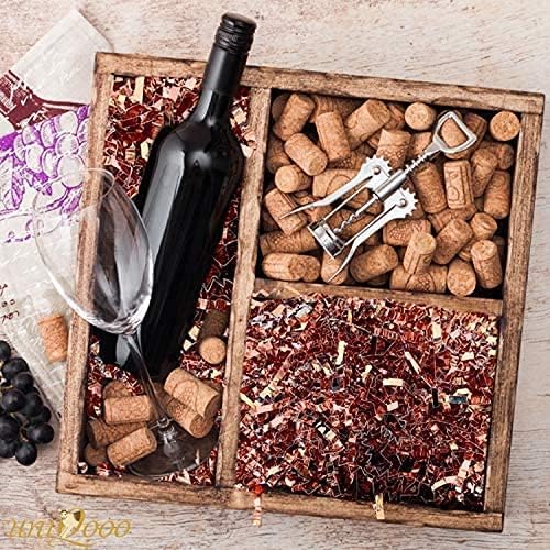 UNIQOOO 1/2 LB Metallic Rose Gold Crinkle Cut Paper Shredded Filler, Pink Grass Raffia Tissue, Strands Shred Craft Bedding Cushion, Wedding Mothers Day Bridesmaid Engagement Gift Boxes Bags Retail