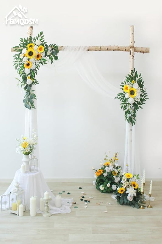 Artificial Flowers Wedding Arch Decor Arch Flowers (Set of 2) for Wedding Welcome Sign and Backdrop Decoration (New Sunflower)