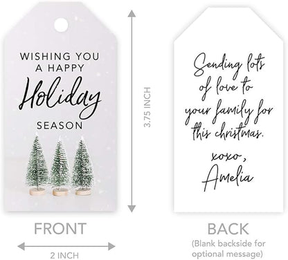 Andaz Press Christmas Holiday Season Classic Gift Tags, Merry Christmas to from and Wishing You A Happy Holiday Season, Bottle Brush Christmas Tree Design, Holiday Events, Parties, Favors, 60-Pack