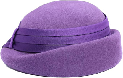 Women Wool Felt Ribbon French Fashion Vintage Millinery Beret Hats Top Cap Ladies Party Wedding Fedoras Chapeau