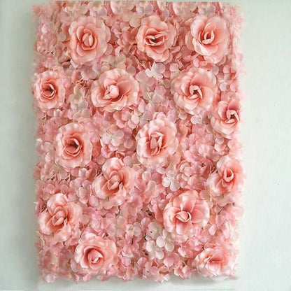 Efavormart 4 Pack 11 Sq ft. UV Protected Blush 3D Silk Rose & Hydrangea Flower Panel Wall Mat for DIY Party Centerpieces Decor