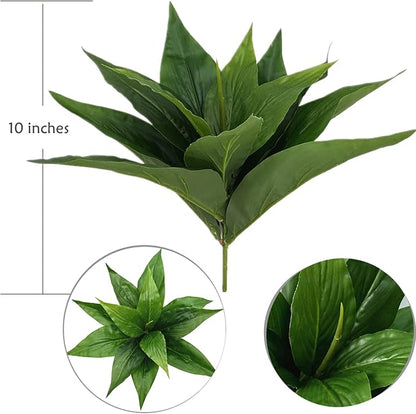 Artificial Agave Fake Plant, 10 Inches Faux Shrubs Bushes Plants for Indoor Outdoor Bedroom Garden Greenery UV Resistant Leaves Decor Wedding Party Office Planter Filler DIY Decoration Green 2 Pack