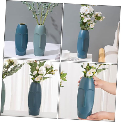 Abstract Navy Blue Plastic Flower Vase Lightweight Desktop Ornament for Dried Flowers Home Decoration Wedding Shop Window Display