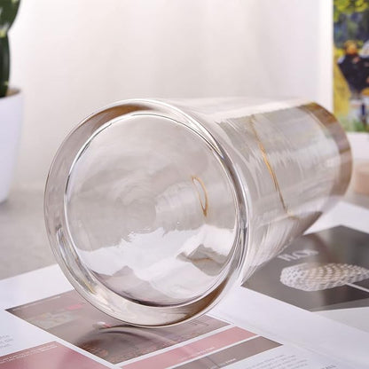 WHJY 9 inch Clear Glass Vase for Table Centerpieces Home Décor, Flower vase Modern Glass Bottles Decorative-White