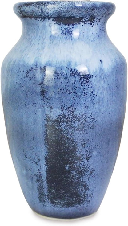 Roro Ceramic Classic Vase, 7.5 Inch, Glossy Reactive Blue Glaze, Modern Home Decor for Flowers, Plants, Decor and Pampas