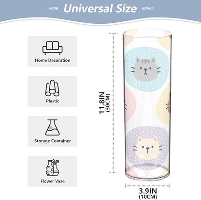 Vase Plastic Vase Elegant Cylinder Flower Vase Shatterproof Decorative Centerpiece for Home Table Office Weddings Events (11.8 x 3.9 in)