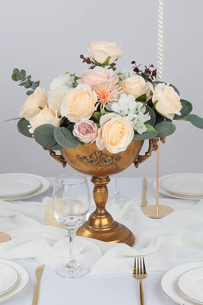 12pcs Roses Artificial Flowers Champagne Silk Roses with Long Stems Fake Flowers for Wedding Bouquet Centerpices Decorations Party Bridal Baby Shower Home Decor