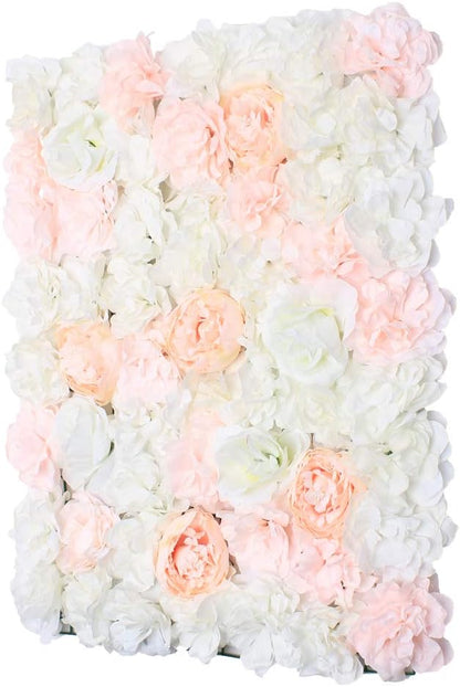 Eapmic 5Pcs 23.62"x 15.74" Artificial Flower Wall Panels,Flower Wall Mat Silk Flower Panels for Outdoor Garden Backyard Fence Fence Privacy Screen and Indoor Wall Decor(Pale Pinkish Grey)