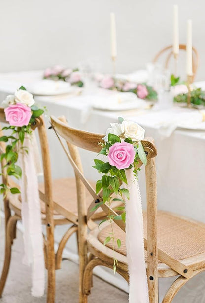 IPOPU 100pcs Pink Foam Rose Artificial Flower Bulk with Crystal 3in Real Looking Stemless Fake Roses for DIY Craft Wedding Bouquets Wall Decoration Bridal Shower Arrangement Home Decorations(Pink)