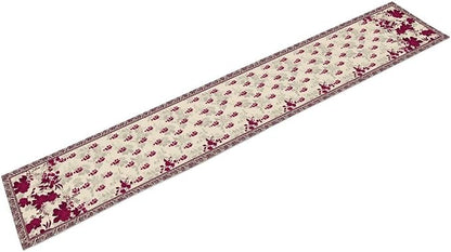 Elegant Floral Table Runner, Vintage Burgundy Maroon Flowers Classic Art Table Decoration Runner for Kitchen Dining Holiday Party Wedding Home Decor, 13x90 Inch