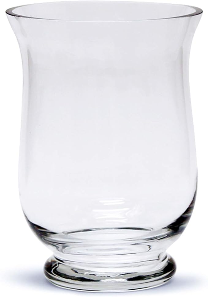 WGV Unique Bouquet Vase, 5.5" W, 8" H, Clear Short Hurricane Glass Candle Holder, Floral Planter Terrarium, Home Wedding Event Decor, 1 Piece (VHV0808)