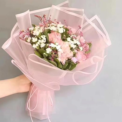 Jutieuo 20 Sheets Light Pink Flower Wrapping Paper, Waterproof Floral Wrap Pink Edge Bouquet Wrapping Paper Florist Supplies (22.8 x 22.8 inch)