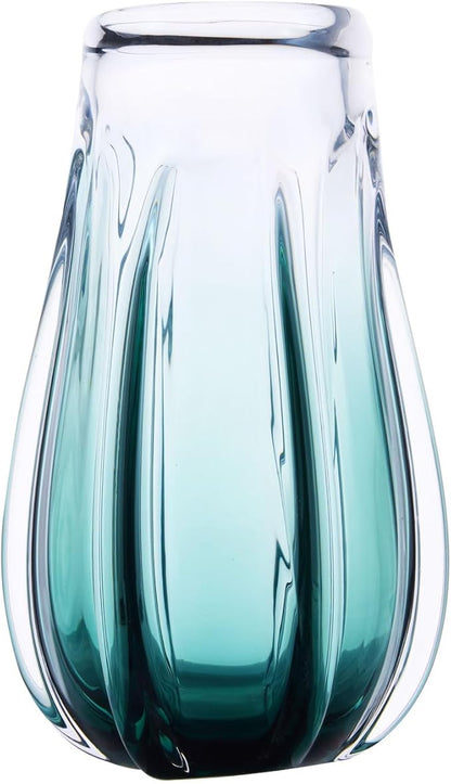 Luxury Lane Hand Blown Laine Sommerso Art Glass Vase for Home Decor 10 inch Tall Centerpiece Table Decoration