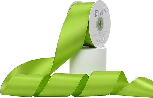 Apple Green Satin Ribbon, Double Faced 2 Inch X 25 Yards Apple Green Ribbon, Premium Satin Ribbon for Gift Wrapping, Crafts, Hair Bow Making, Sewing, Flower Bouquet, Wedding Party Decor