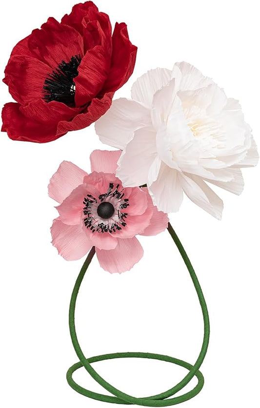 16“ Paper Flowers Decorations for Wall - Flower Wall Decorations - Large Flowers Decorations for Room Bridal Shower Baby Shower(3, Red+Pink+White)
