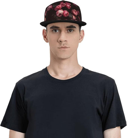 ASYG Rose Baseball Cap Women Hat Fashion Flat Bill Brim Flowers Adjustable Hats Cute Cap