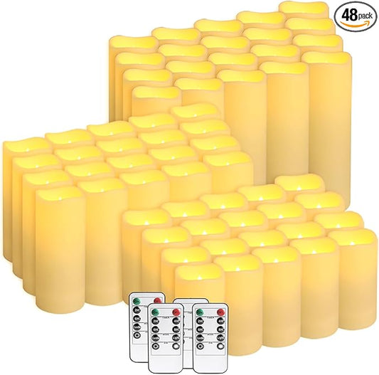 48-Pack LED Flameless Candles with Remote Control - Perfect for Home, Parties, and Special Occasions - Create a Magical Ambiance Effortlessly(Three Sizes)